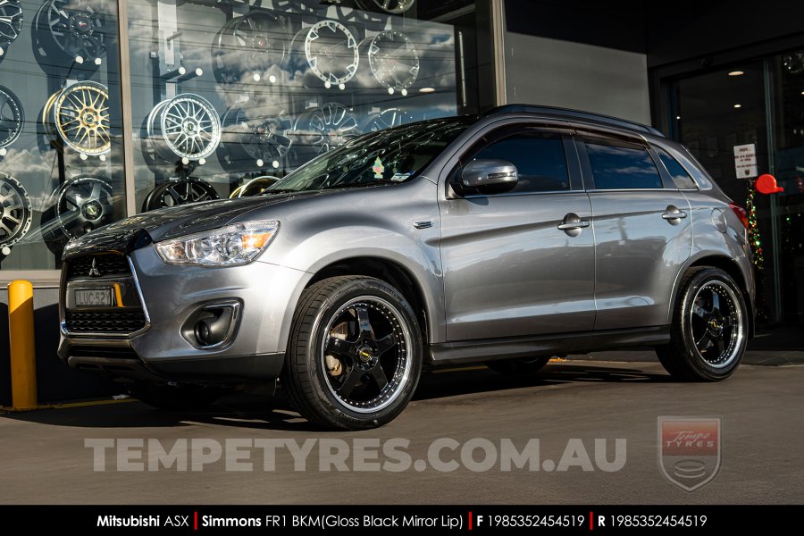 19x8.5 19x9.5 Simmons FR-1 Gloss Black on Mitsubishi ASX