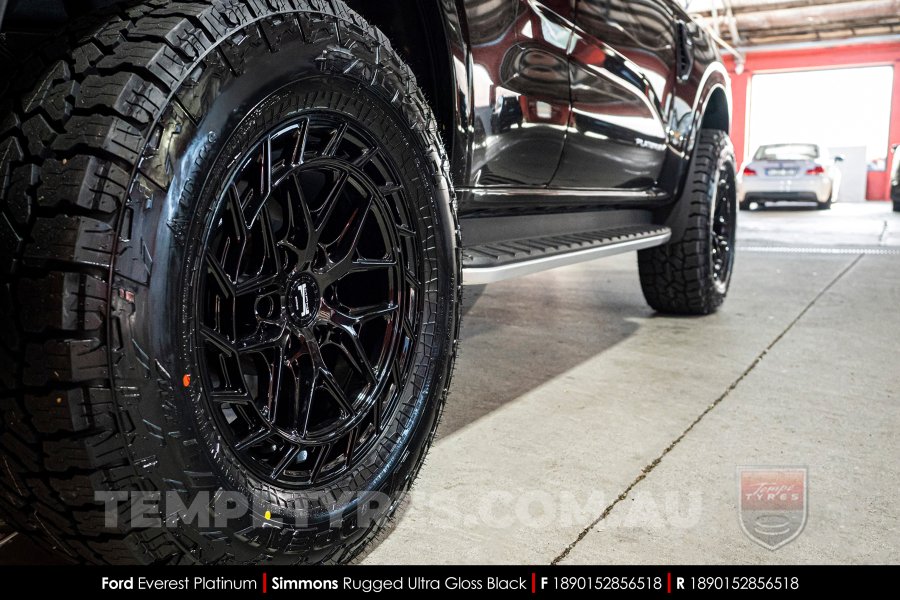 18x9.0 Simmons Rugged Ultra Gloss Black on Ford Everest