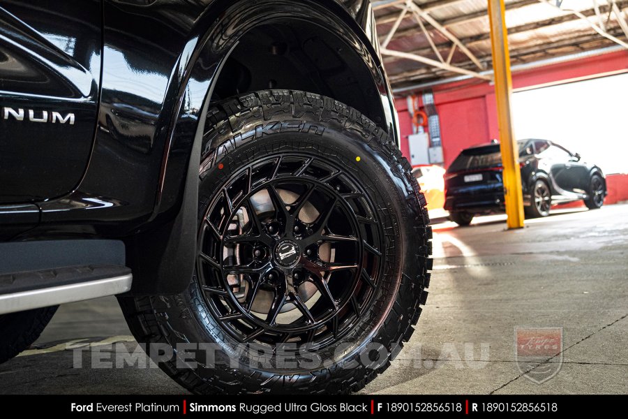 18x9.0 Simmons Rugged Ultra Gloss Black on Ford Everest