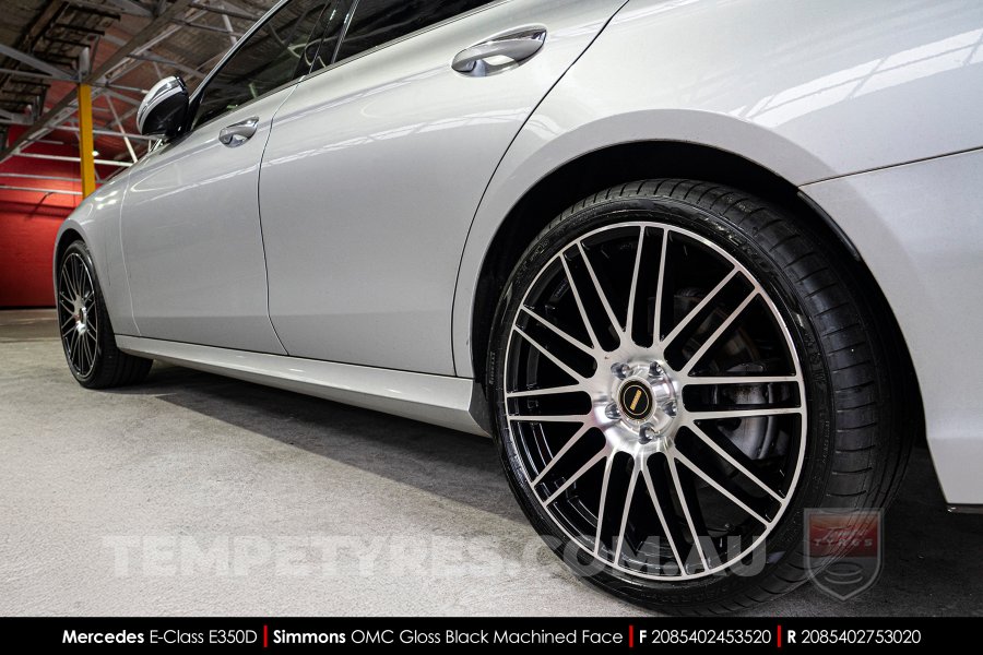 20x8.5 20x10 Simmons OMC Gloss Black Machined Face on Mercedes E-Class