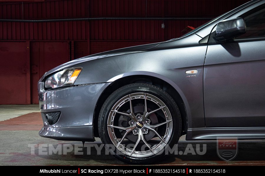 18x8.5 SC Racing DX728 Hyper Black on Mitsubishi Lancer