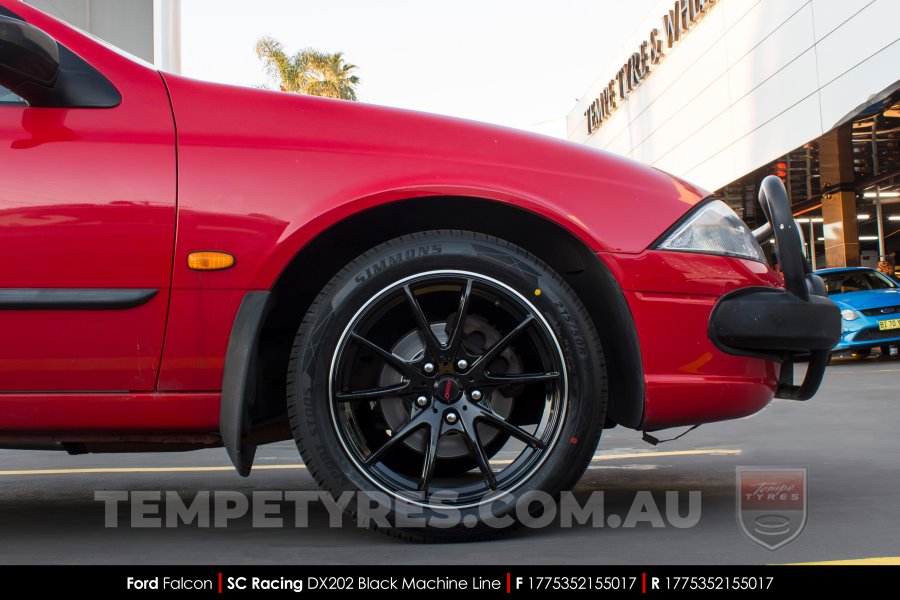 17x7.5 SC Racing DX202 Black Machine Line on Ford Falcon