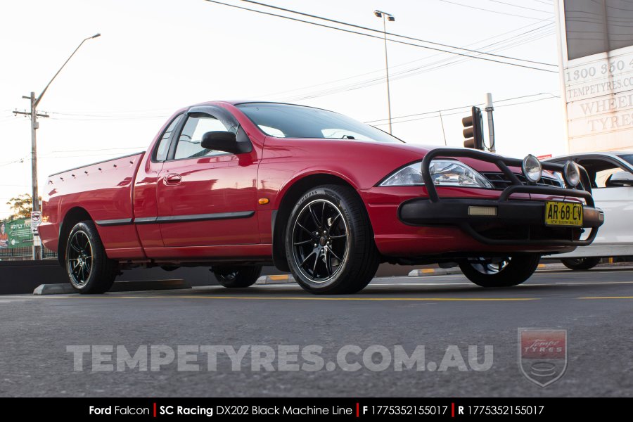 17x7.5 SC Racing DX202 Black Machine Line on Ford Falcon