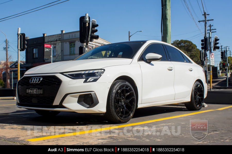 18x8.5 Simmons EU7 Gloss Black on Audi