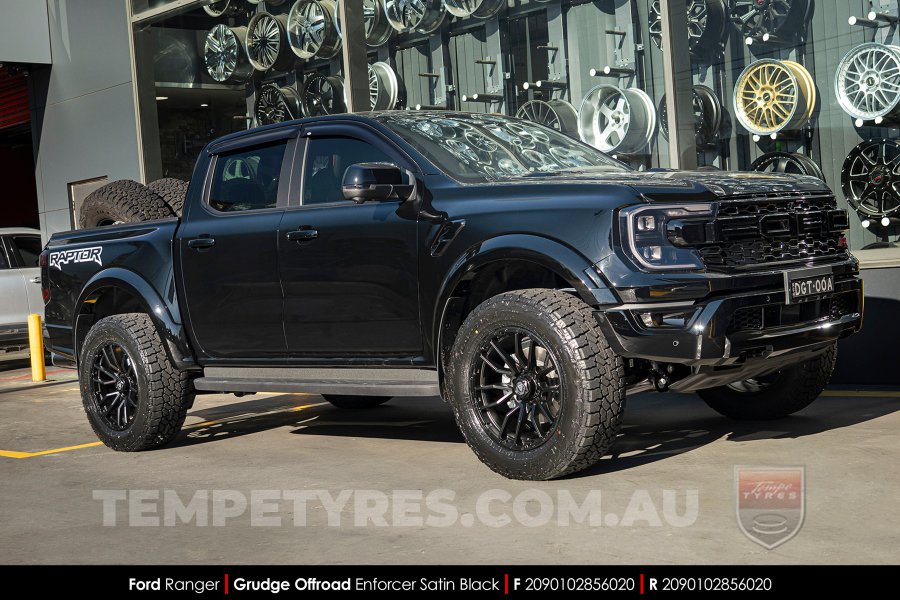20x9.0 Grudge Offroad F2 Enforcer Satin Black on Ford Ranger Raptor