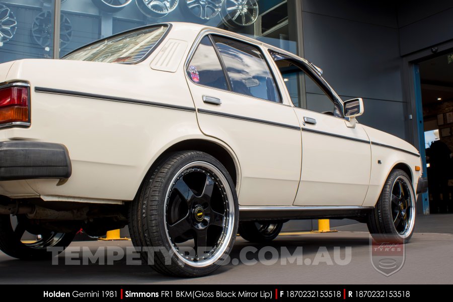 18x7.0 18x8.5 Simmons FR-1 Gloss Black on Holden Gemini