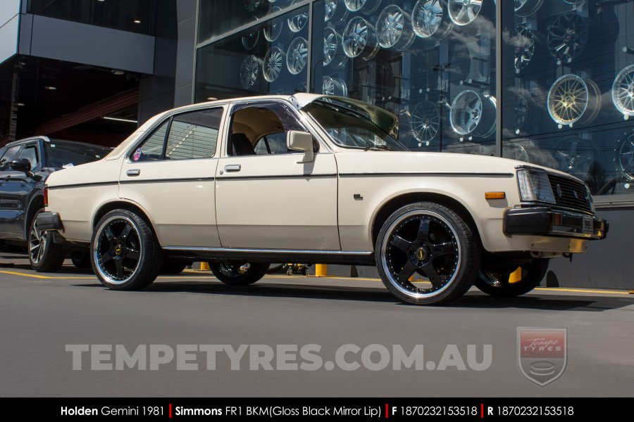 18x7.0 18x8.5 Simmons FR-1 Gloss Black on Holden Gemini