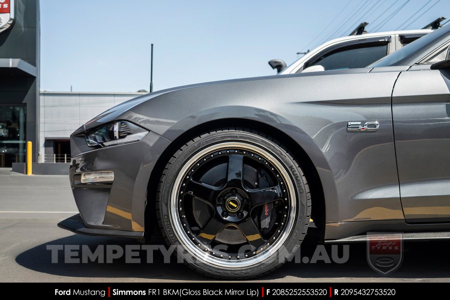 20x8.5 20x9.5 Simmons FR-1 Gloss Black on Ford Mustang