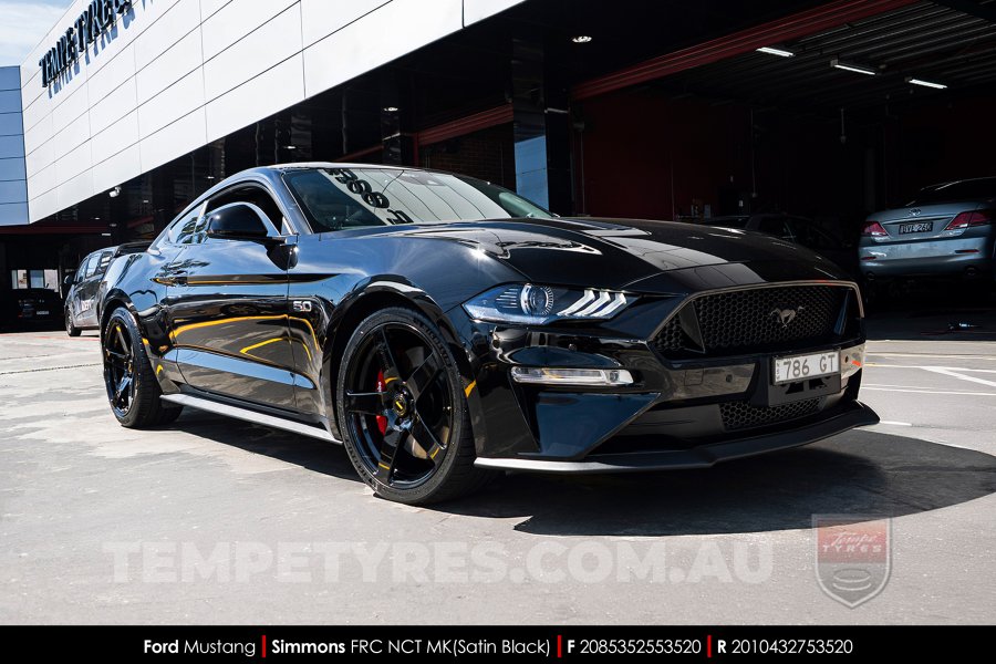 20x8.5 20x10 Simmons FR-C Satin Black NCT on Ford Mustang