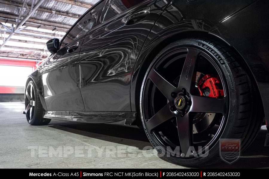 20x8.5 20x10 Simmons FR-C Satin Black NCT on Mercedes A-Class