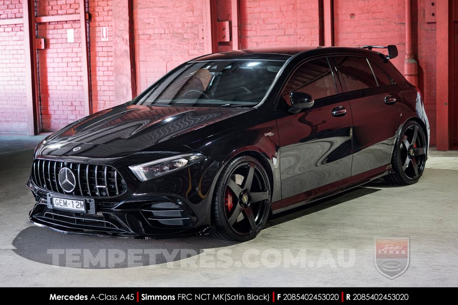 20x8.5 20x10 Simmons FR-C Satin Black NCT on Mercedes A-Class