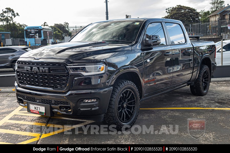 20x9.0 Grudge Offroad F2 Enforcer Satin Black on Dodge Ram