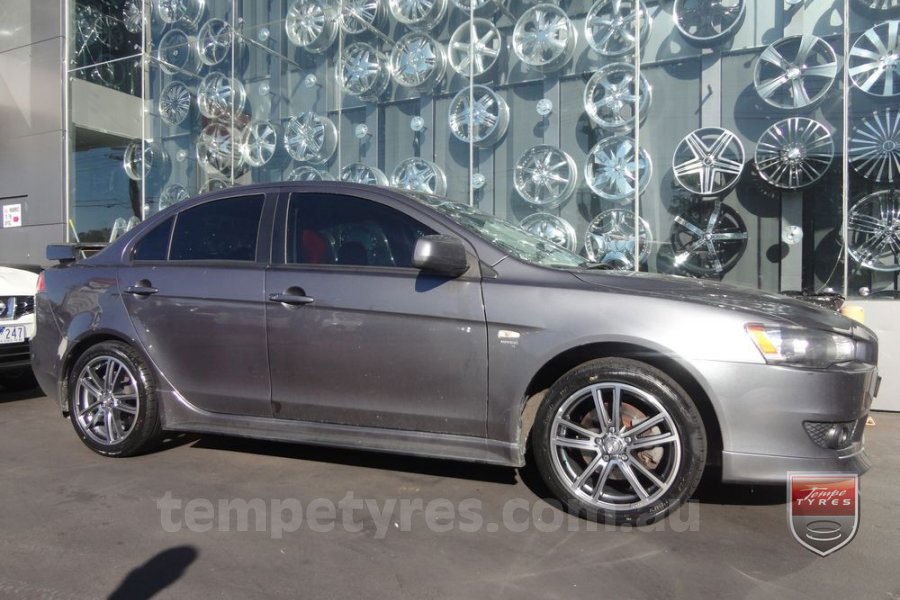 17x7.5 Fox R5 Gunmetal on MITSUBISHI LANCER