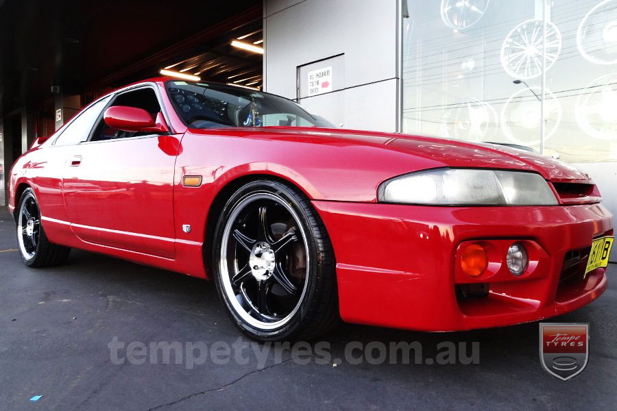 17x7.0 Lenso GT-6 Black on NISSAN SKYLINE