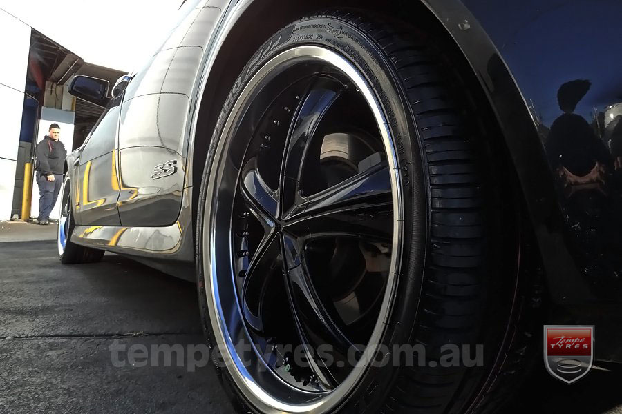 20x8.5 20X10 Lenso Groove Black on HOLDEN COMMODORE