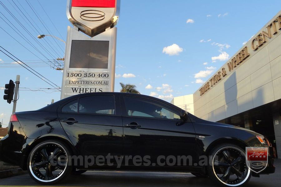 20x8.5 20X10 Lenso Groove Black on MITSUBISHI LANCER