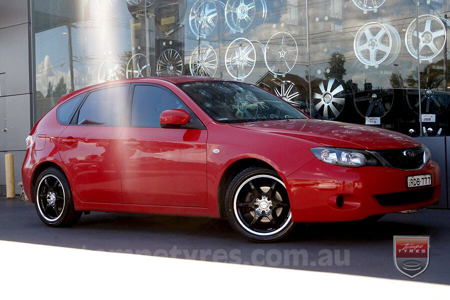 18x8.0 18x9.5 Lenso DC6 Black on SUBARU IMPREZA