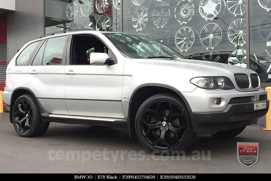 20x9.5 20x10.5 E70 4.8L Black on BMW X5