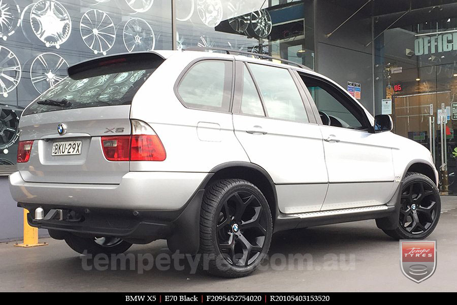 20x9.5 20x10.5 E70 4.8L Black on BMW X5