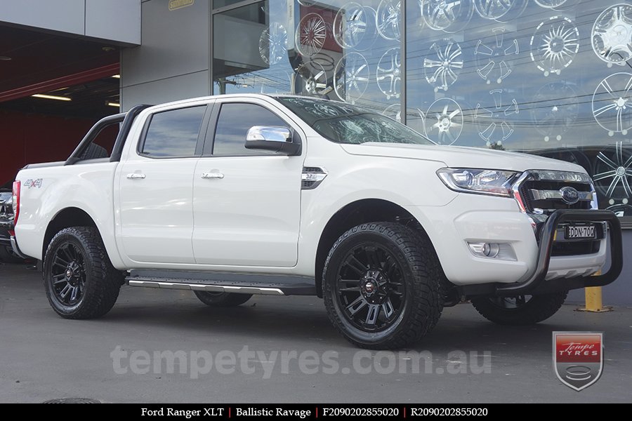 20x9.0 Ballistic Ravage Flat Black on FORD RANGER 