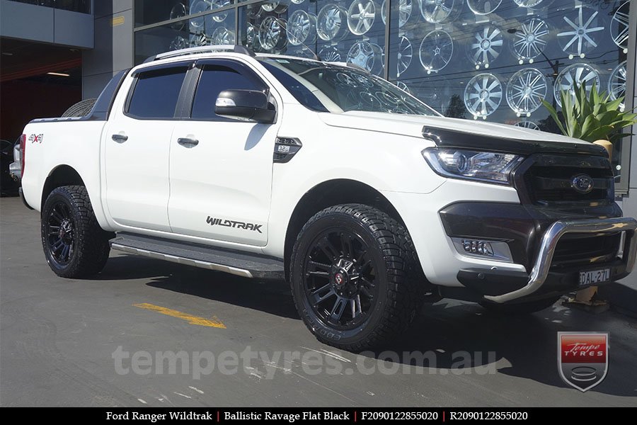 20x9.0 Ballistic Ravage Flat Black on FORD RANGER WILDTRAK