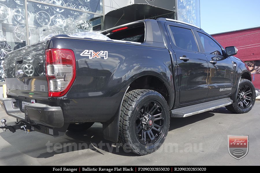 20x9.0 Ballistic Ravage Flat Black on FORD RANGER 