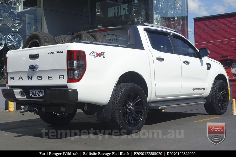 20x9.0 Ballistic Ravage Flat Black on FORD RANGER WILDTRAK