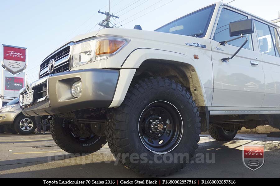 16x8.0 Gecko Steel Black on TOYOTA LANDCRUISER 70 SERIES