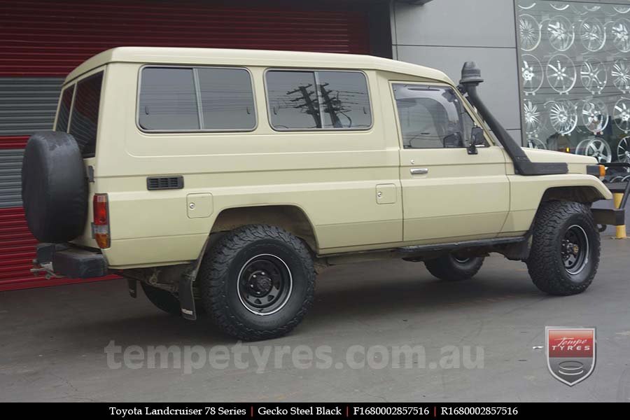 16x8.0 Gecko Steel Black on TOYOTA LANDCRUISER 78 SERIES