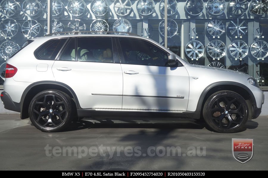 20x9.5 20x10.5 E70 4.8L Black on BMW X5