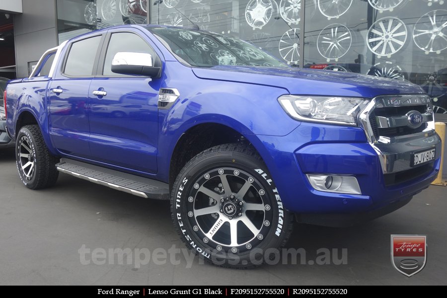 20x9.5 Lenso Grunt G1 Black on FORD RANGER 