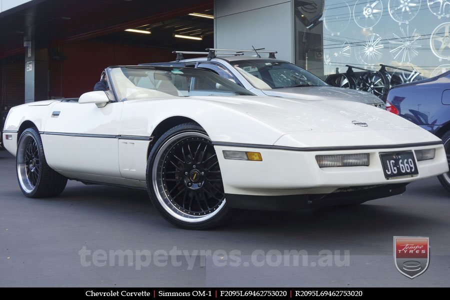 20x8.5 20x9.5 Simmons OM-1 Gloss Black on CHEVROLET CORVETTE