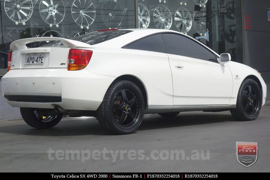 18x7.0 18x8.5 Simmons FR-1 Satin Black on TOYOTA CELICA