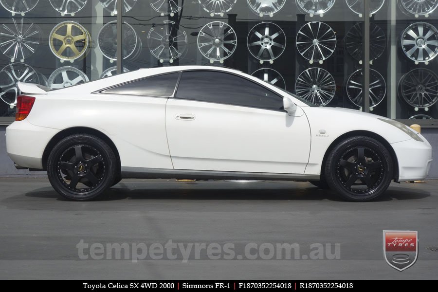 18x7.0 18x8.5 Simmons FR-1 Satin Black on TOYOTA CELICA