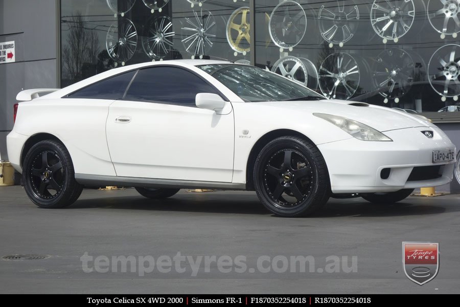 18x7.0 18x8.5 Simmons FR-1 Satin Black on TOYOTA CELICA