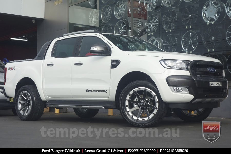 20x9.5 Lenso Grunt G1 Silver on FORD RANGER WILDTRAK