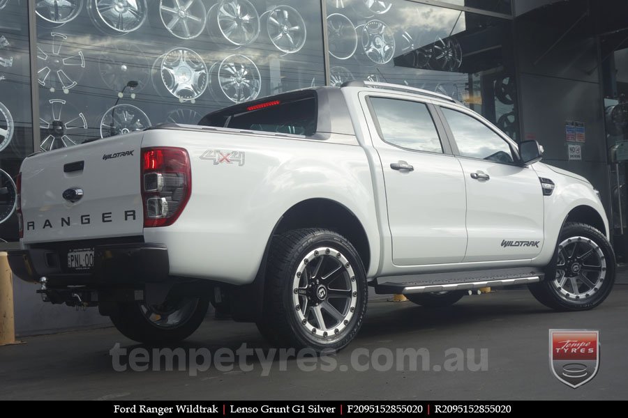 20x9.5 Lenso Grunt G1 Silver on FORD RANGER WILDTRAK