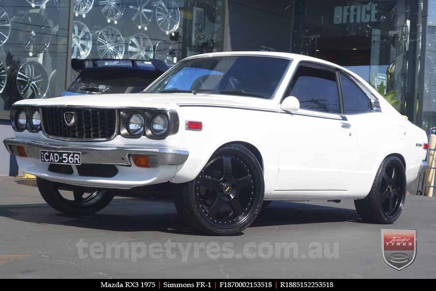 18x7.0 18x8.5 Simmons FR-1 Satin Black on MAZDA RX3