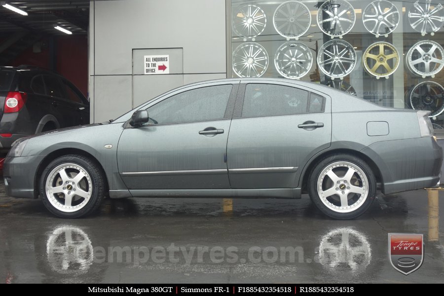 18x8.5 18x9.5 Simmons FR-1 Silver on MITSUBISHI MAGNA