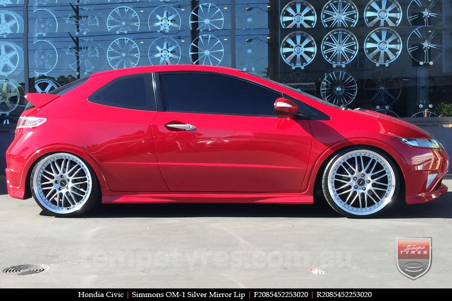 20x8.5 20x9.5 Simmons OM-1 Silver on HONDA CIVIC