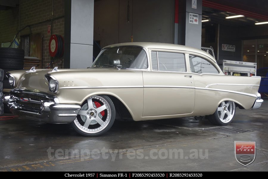 20x8.5 20x9.5 Simmons FR-1 Silver on CHEVROLET 1957