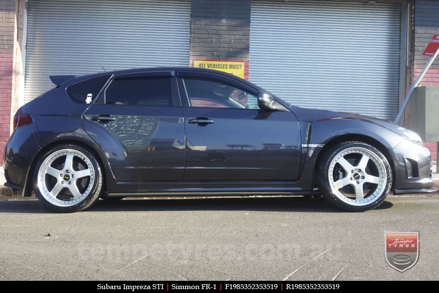 19x8.5 19x9.5 Simmons FR-1 Silver on SUBARU IMPREZA