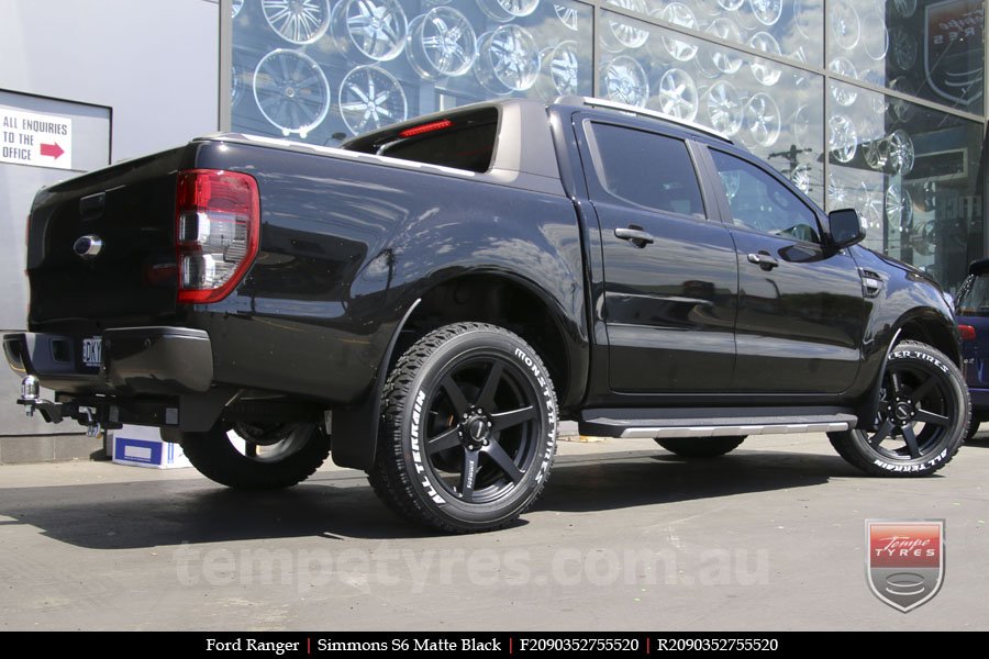 20x9.0 Simmons S6 Matte Black on FORD RANGER 