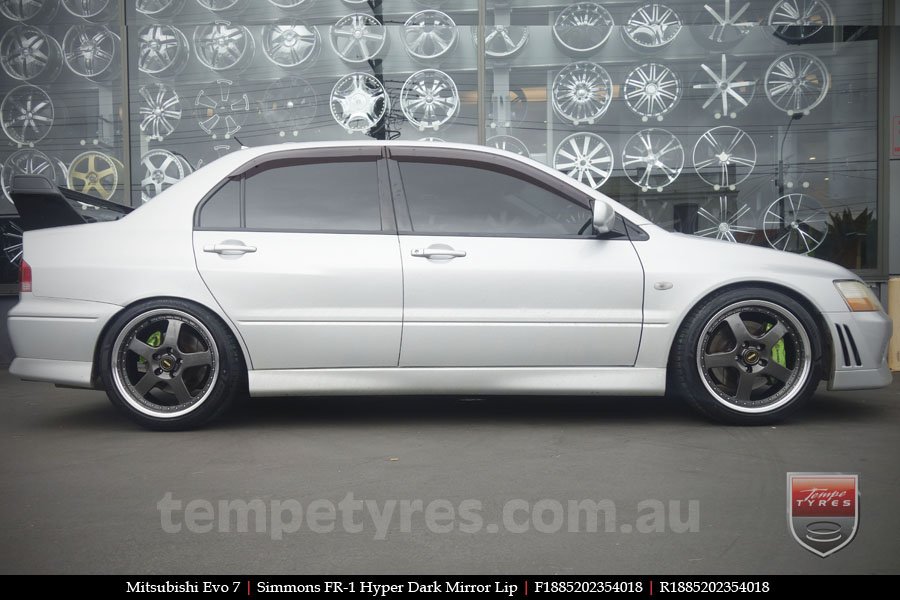 18x8.5 18x9.5 Simmons FR-1 Hyper Dark on Mitsubishi Evolution