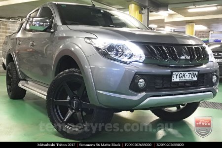 20x9.0 Simmons S6 Matte Black on MITSUBISHI TRITON