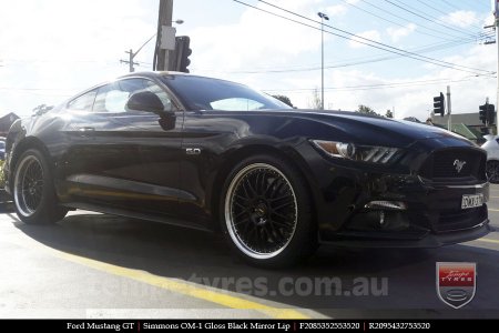 20x8.5 20x9.5 Simmons OM-1 Gloss Black on FORD MUSTANG