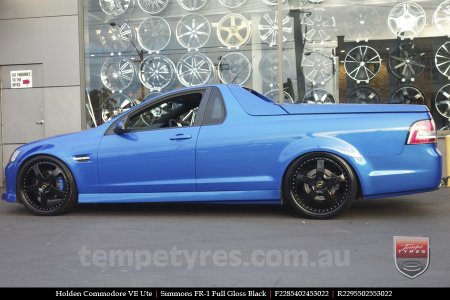 22x8.5 22x9.5 Simmons FR-1 Full Gloss Black on HOLDEN COMMODORE VE