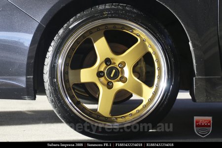 18x8.5 18x9.5 Simmons FR-1 Gold on SUBARU IMPREZA