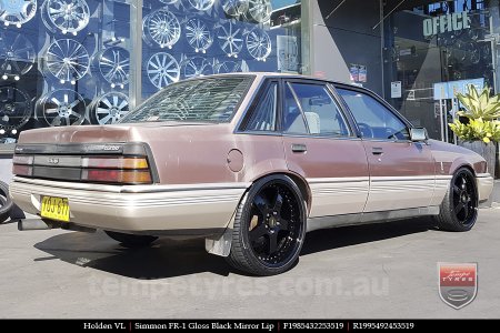 19x8.5 19x9.5 Simmons FR-1 Gloss Black on HOLDEN COMMODORE VL