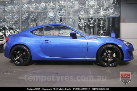 19x8.0 19x9.0 Simmons FR-C Matte Black on SUBARU BRZ